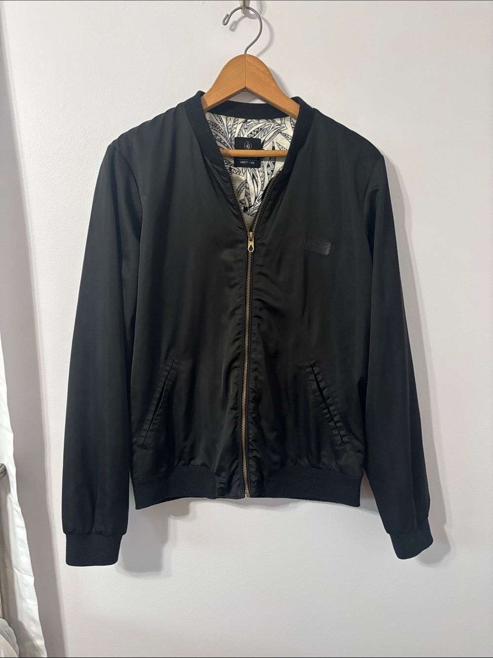 Volcom Silky Black Bomber Jacket with Printed Lining